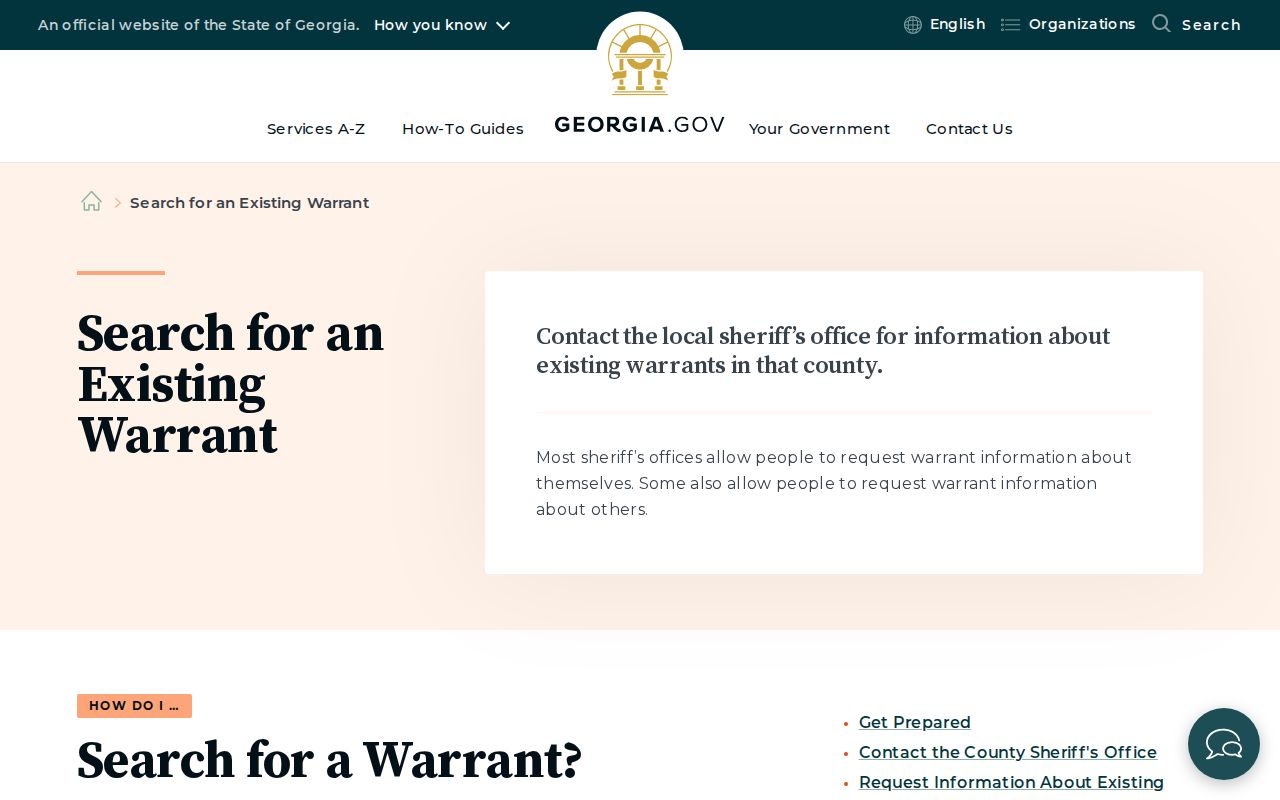 Bacon County active warrant search Georgia sheriff guidance